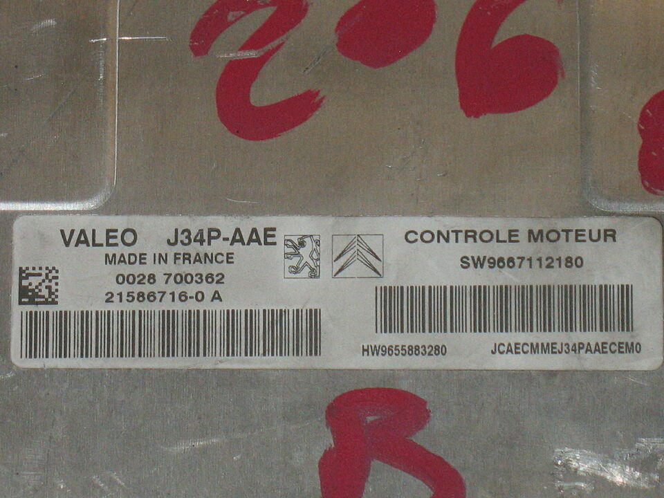 ECU CITROEN PEUGEOT VALEO J34P-AAE SW 9667112180 HW 9655883280