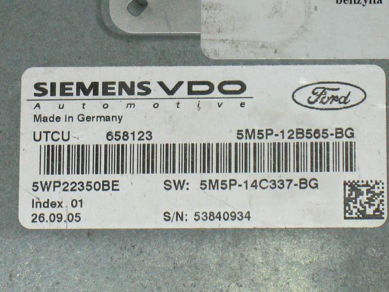 Ecu ford focus c-max siemens vdo 5wp22350be, 5m5p12b565bg