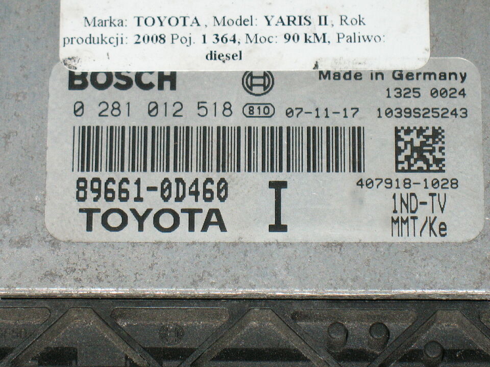ECU TOYOTA YARIS BOSCH 0281012518 EDC16C10-9.3
