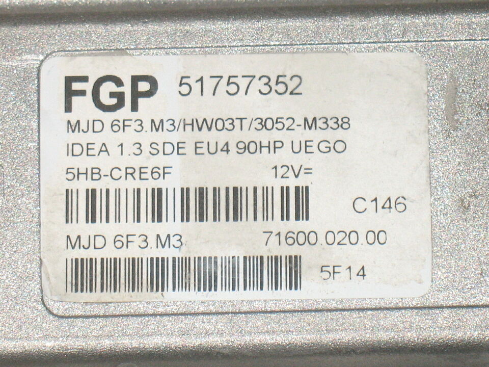 Fgp fiat idea lancia musa 1.3 jtd 90hp mjd6f3.m3 hw03t 51757325