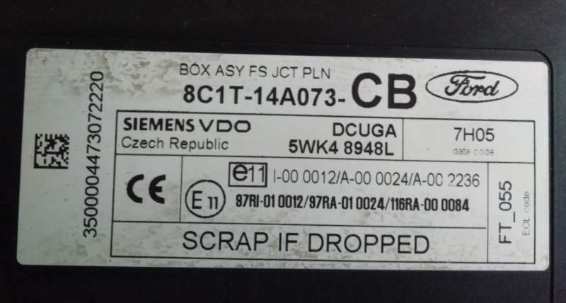 BPDY FORD TRANSIT 2.2 2.4 8C1T14A073CB SIEMENS 5WK48948L 7H05