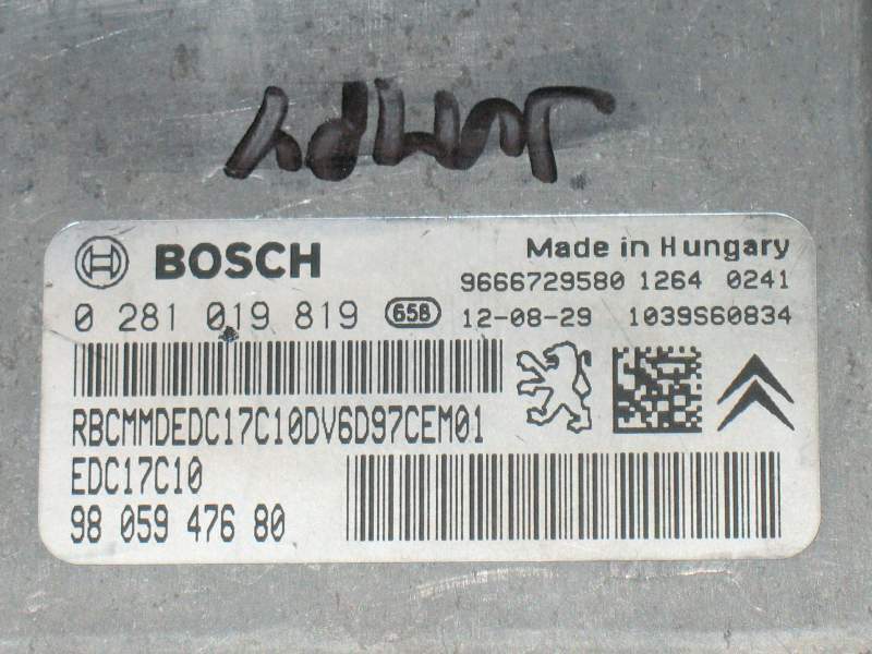 ECU CITROEN C3 BOSCH 0281019819 9805947680 EDC 17C10-5.11