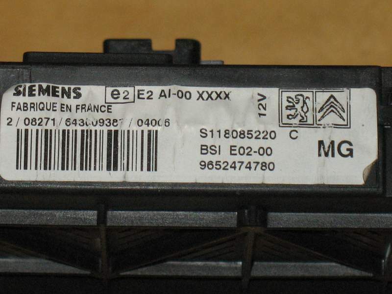 BSI E02-00 CITROEN XSARA PICASSO 9653667680 S118085220 E