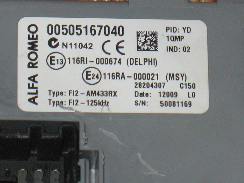 Body con blocchetto chiave alfa mito 00505167040 505167040