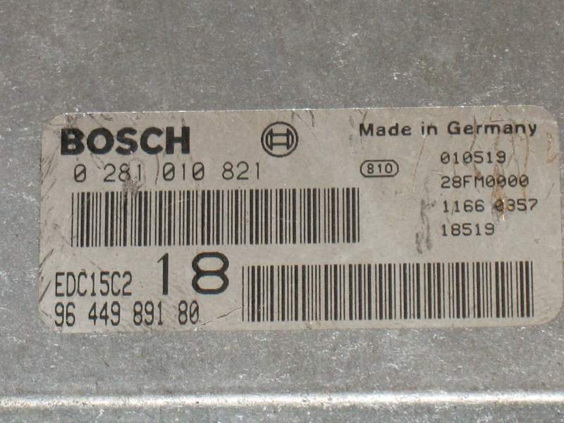 807 C8 ECU ULISSE 0281010821 PEUGEOT 9644989180 EDC 15C2