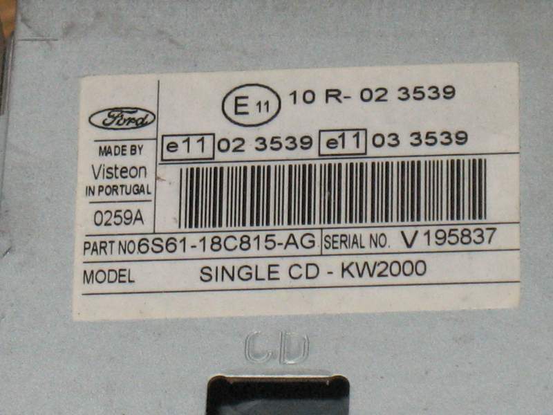 Ford Focus C-Max 1.6 Tdci Cd-Radio Autoradio 6S6118C815AG