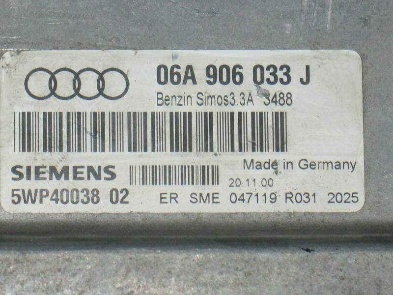 ECU AUDI A3 1.6 AVU 06A906033J 5WP40038 02 SIMOS3.3A 3488