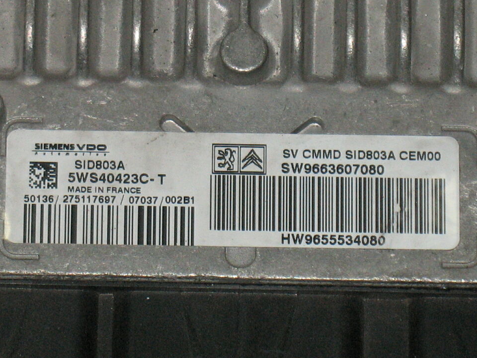 ECU PEUGEOT 407 2.0 HDI 5WS40423CT HW9655534080 SID803A