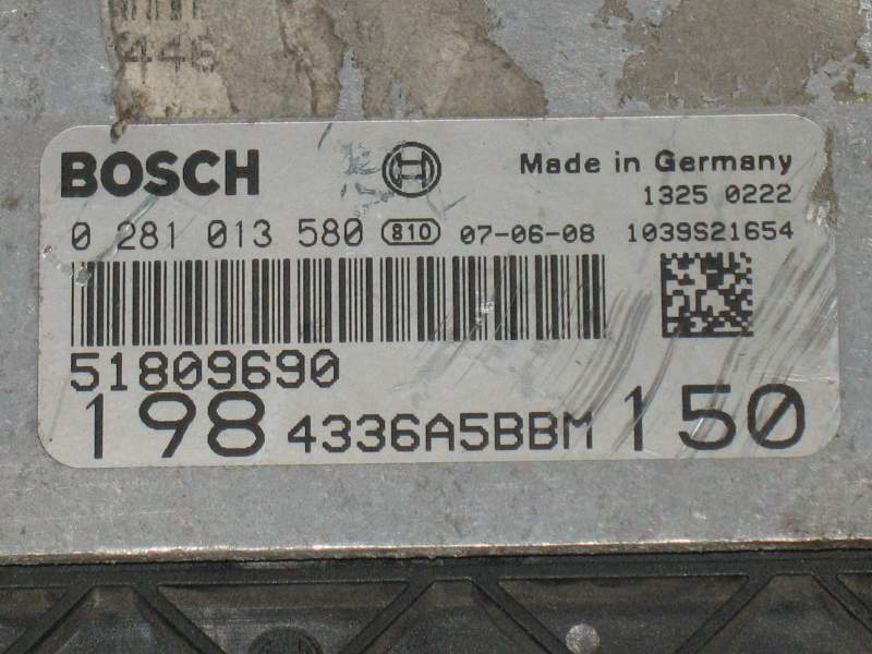 ECU FIAT BRAVO 1.9 JTD 0281013580 51809690 EDC16C39 937A5000