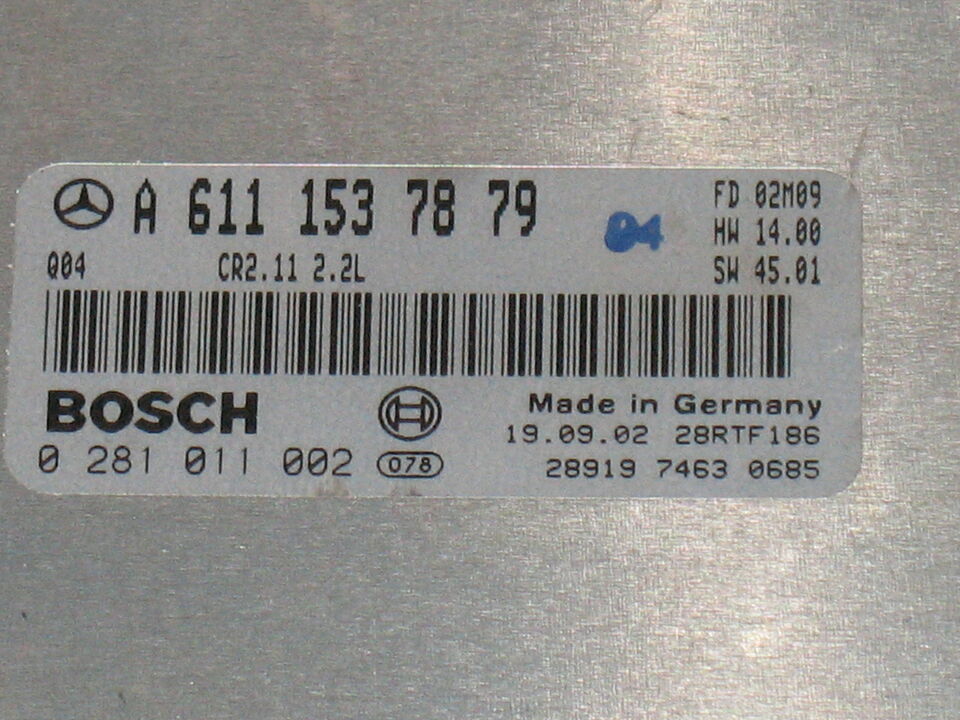 ECU MERCEDES C200 2.2 0281011002 A6111537879 HW 14.00 CR2.11 EDC15C6
