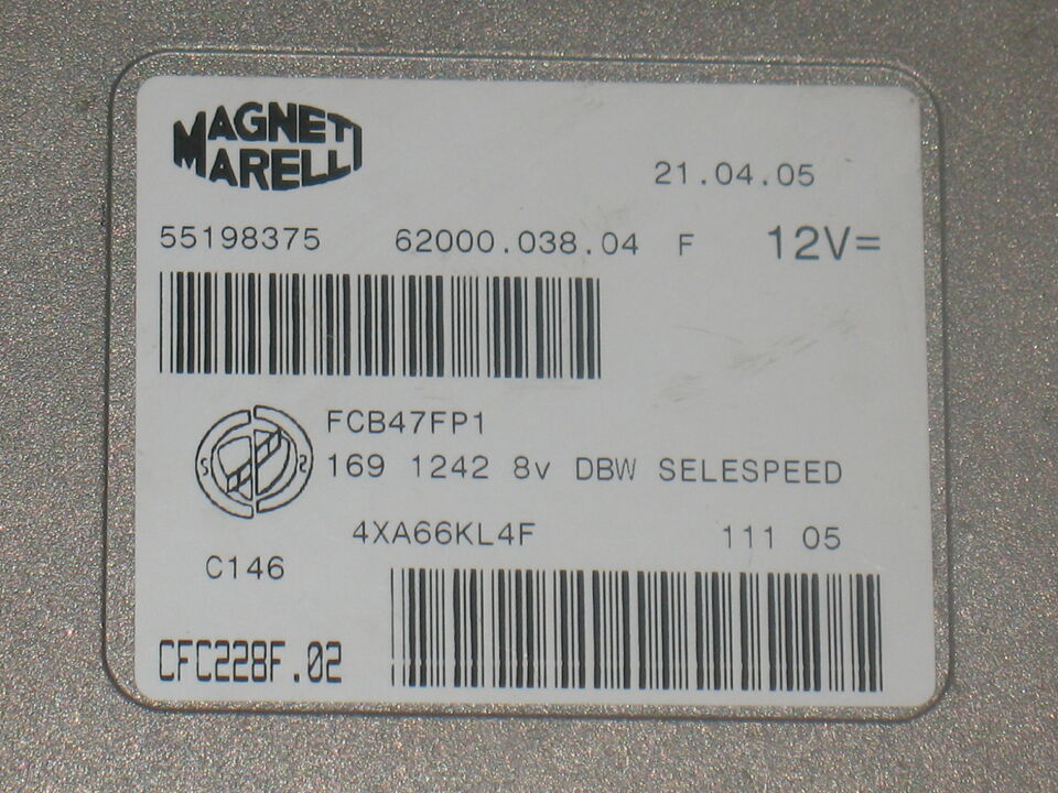 ECU FIAT PANDA 55198375 6200003804 6200003804F CFC228F02