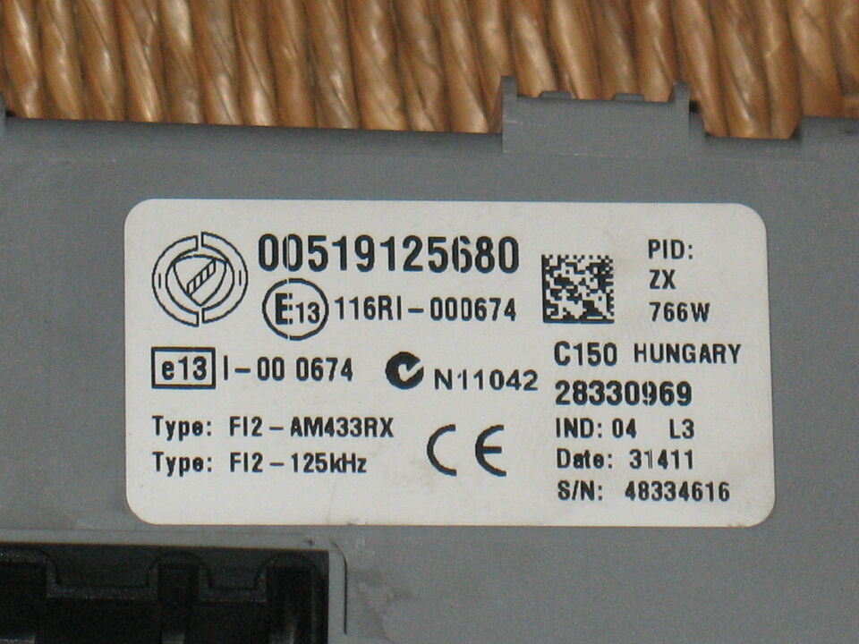 ECU BODY COMPUTER CHIAVE FIAT 500 00519125680 519125680 28330969