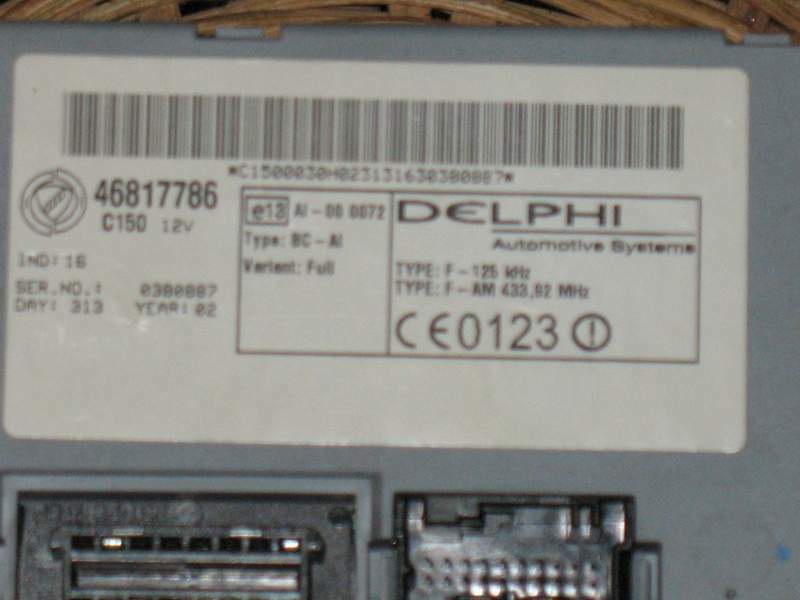 ECU E BLOCCHETTO CHIAVI fiat doblo Fiorino DELPHI 46817786