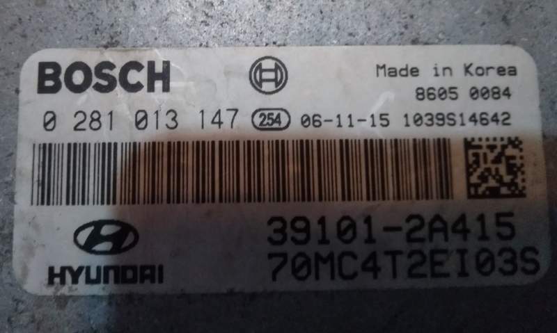 ECU HYUNDAI I20 ACCENT 1.5 CRDI BOSCH 0281013147 39101-2A415  EDC16C39-5.41