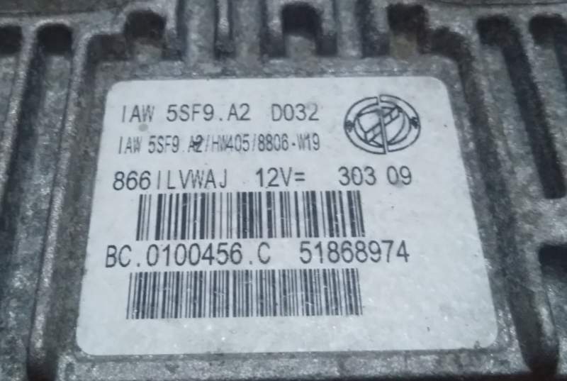 ECU FIAT 1.4 GRANDE PUNTO IAW 5SF9.A2 HW405 51868974 51868982 51891838