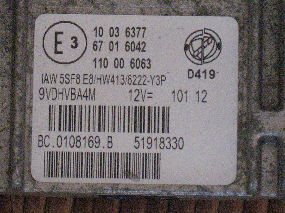 Ecu centralina lancia ypsilon gpl 1.2 iaw 5sf.e8 51918330 hw413