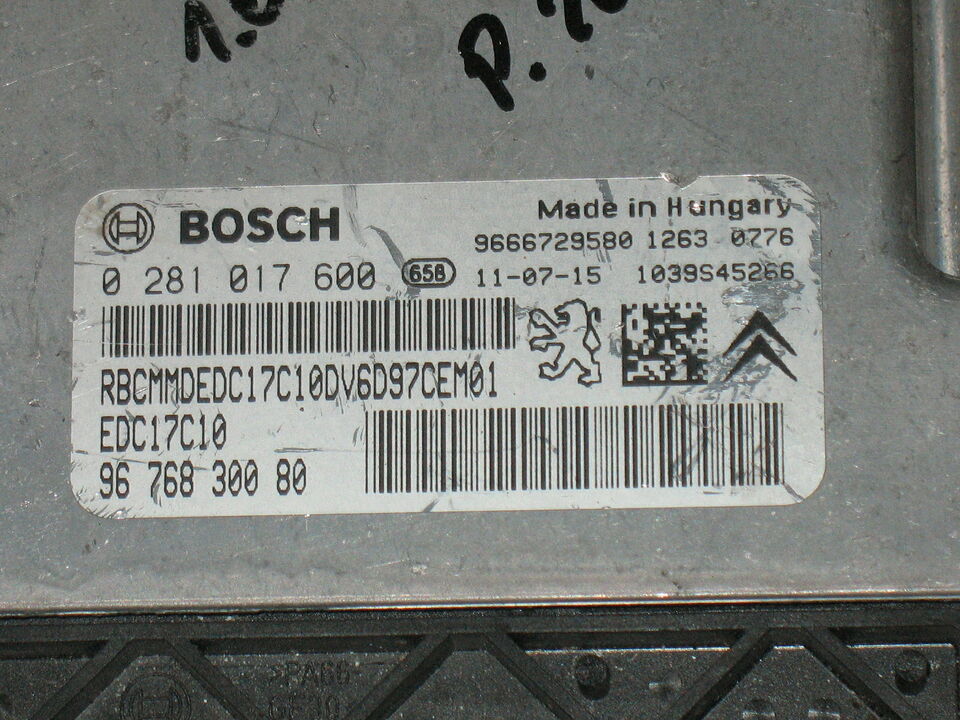 PEUGEOT PARTNER 1.6 CITROEN ds3 ECU 9676830080 0281017600 EDC 17C10-5.10