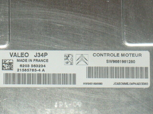 ECU CITROEN C3 1.4 J34P A VALEO HW9651696680 SW9661961280