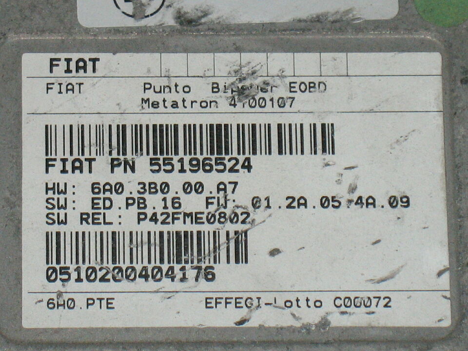 ECU METATRON DOBLO PUNTO 55196524 4100107 6A03B000A7