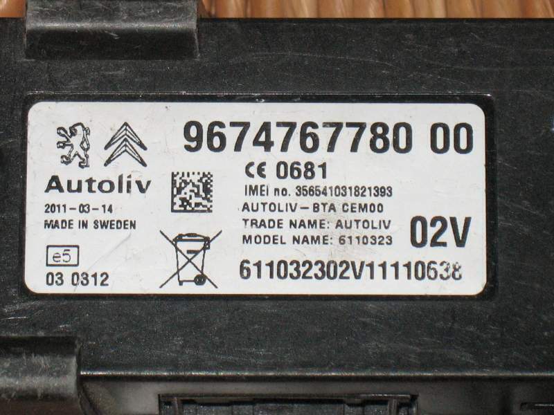 Peugeot 508 1.6 HDi Bluetooth Control Module Unit ECU 9674767780