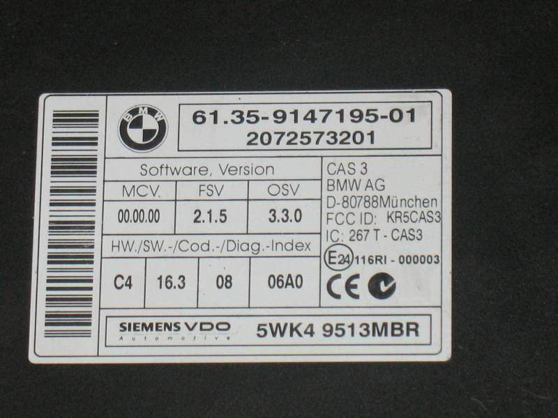 MODULE BMW X3 SIEMENS 5WK49513MBR 6135 9147195