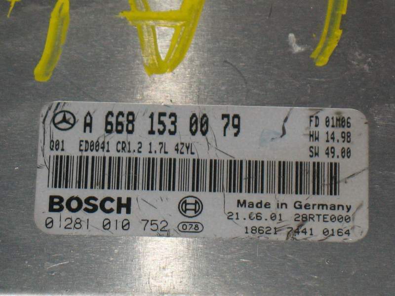CENTRALINA MOTORE A6681530079 MERCEDES CLASSE A W168 170 CDI 0281010752  EDC15C0-5.14