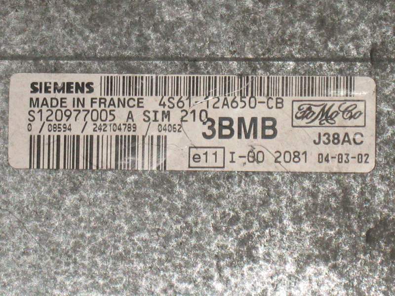ECU Ford Fiesta 1.25 S120977005 4S61-12A650-CB SIM210 3BMB
