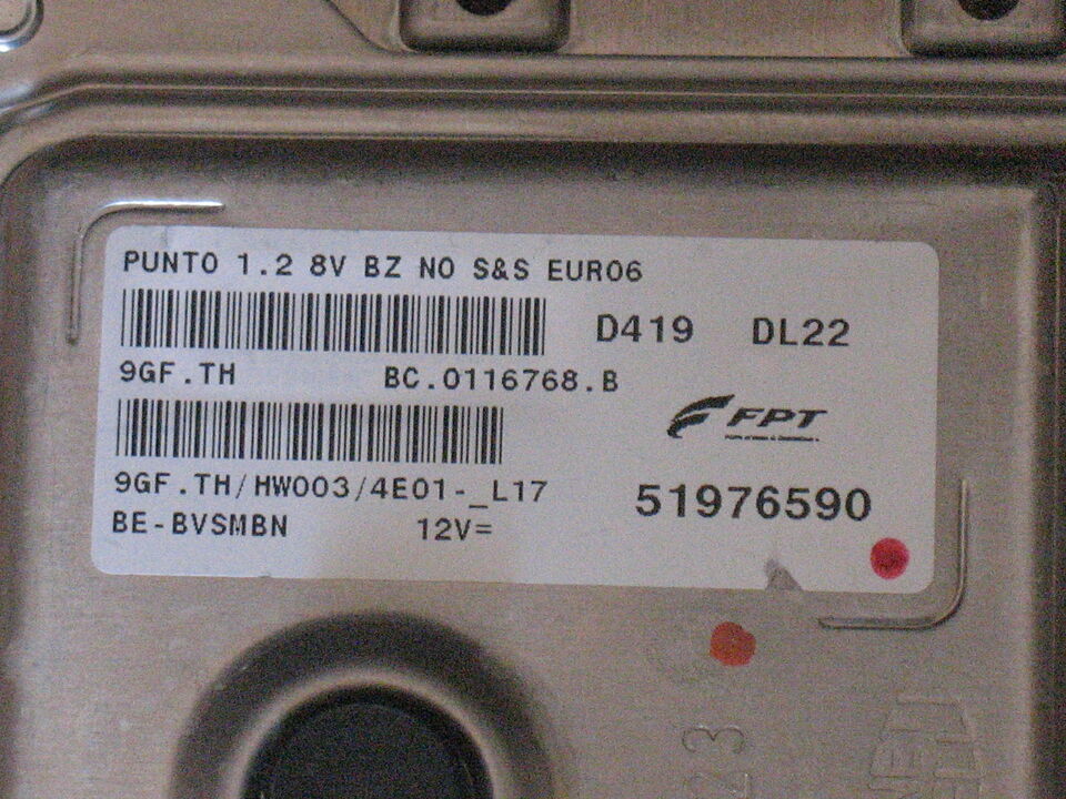 ECU FIAT PUNTO 1.2cc 8V EUR06 51976590 9GF.TH HW003