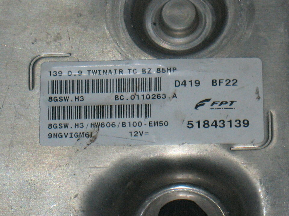 ECU FIAT PANDA 0.9 turbo 51843139 85HP 8GSW.H3 HW606