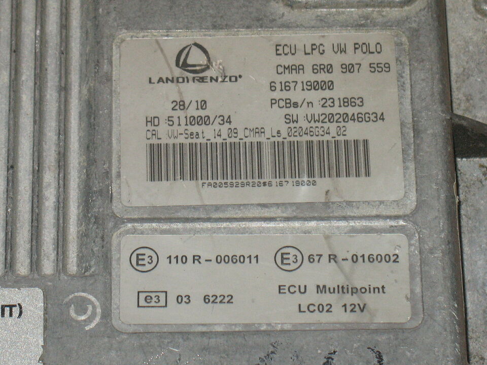 ECU LANDI RENZO GPL GAS POLO 1.4 616719000 51100034 VW202046G34