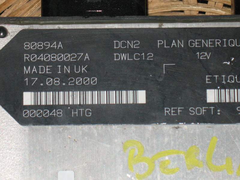 ECU CITROEN BERLINGO 1.9D R04080027A 9642414780 DWLC12