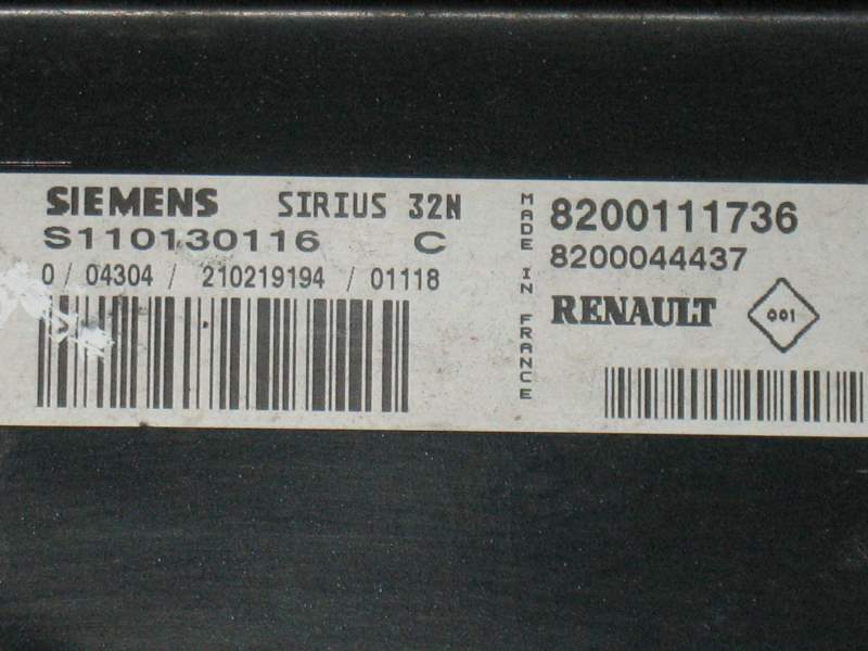 ECU RENAULT Kangoo 1.2 8200111736 Siemens S110130116C Sirius 32N