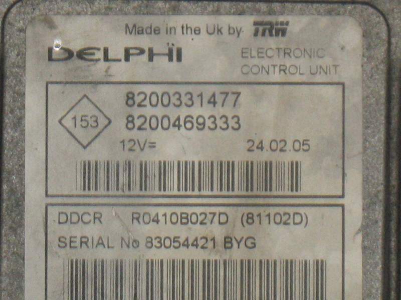 ECU RENAULT CLIO 1.5DCI R0410B027D 81102D 8200331477 8200469333