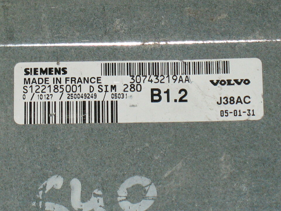 ECU VOLVO S40 V50 SIEMENS S122185001D 30743219AA SIM280 B1.2