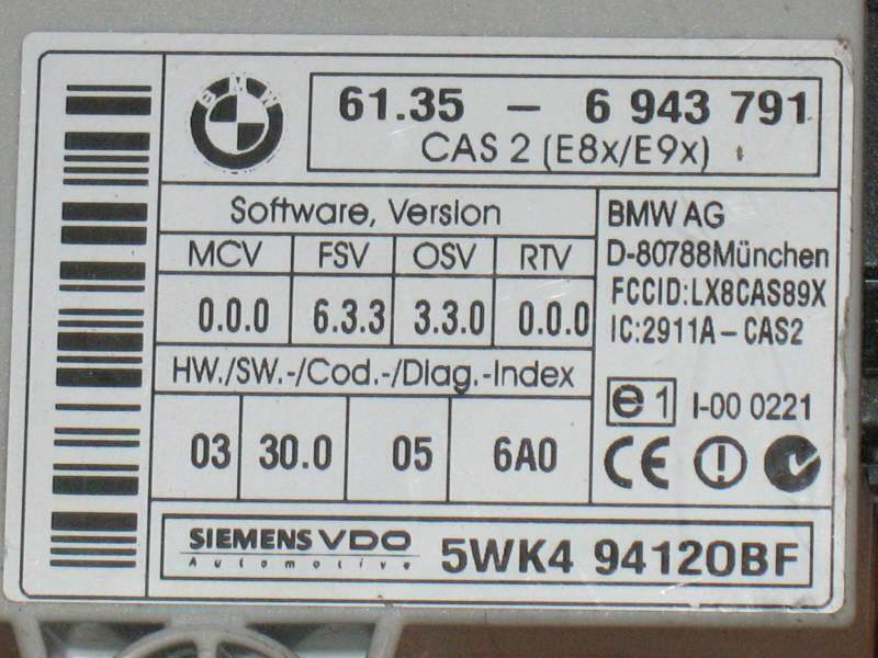 BODY BMW SERIA 3.3 5WK494120BF 5WK49412OBF 61356943791