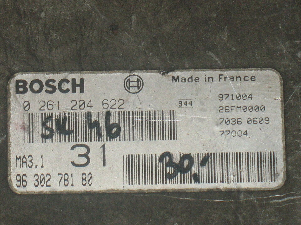 ECU CITROEN SAXO 1.1 BOSCH 0261204622 9630278180 MA3.1 31
