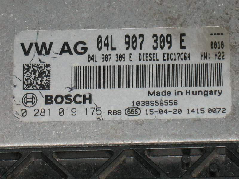 ECU VW GOLF 1.6 TDI BOSCH 0281019175 04L907309E EDC17C64