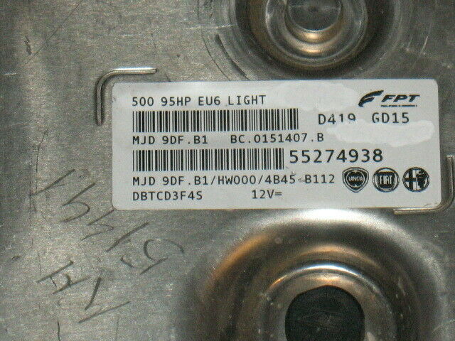 ECU CENTRALINA FIAT 500 1.3 MJT 95HP 55274938 MJD 9DF.B1 HW000