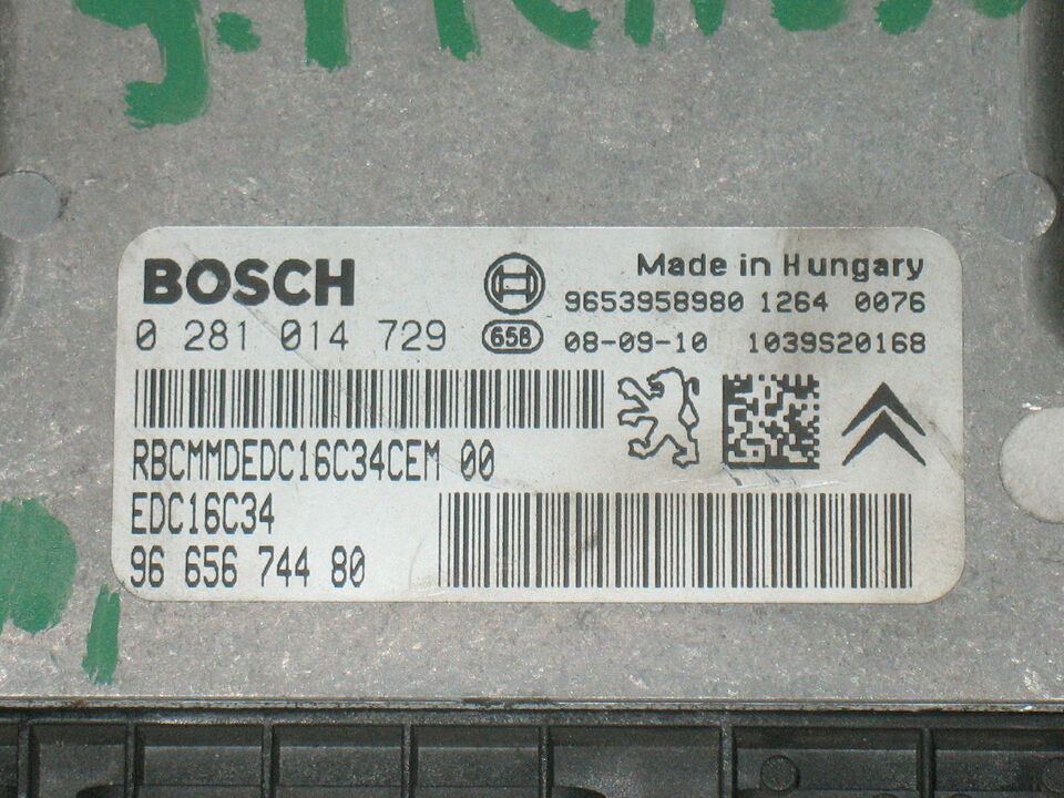 ECU CITROEN PEUGEOT 1.6 HDI 0281014729 9665674480 EDC 16C34-4.11
