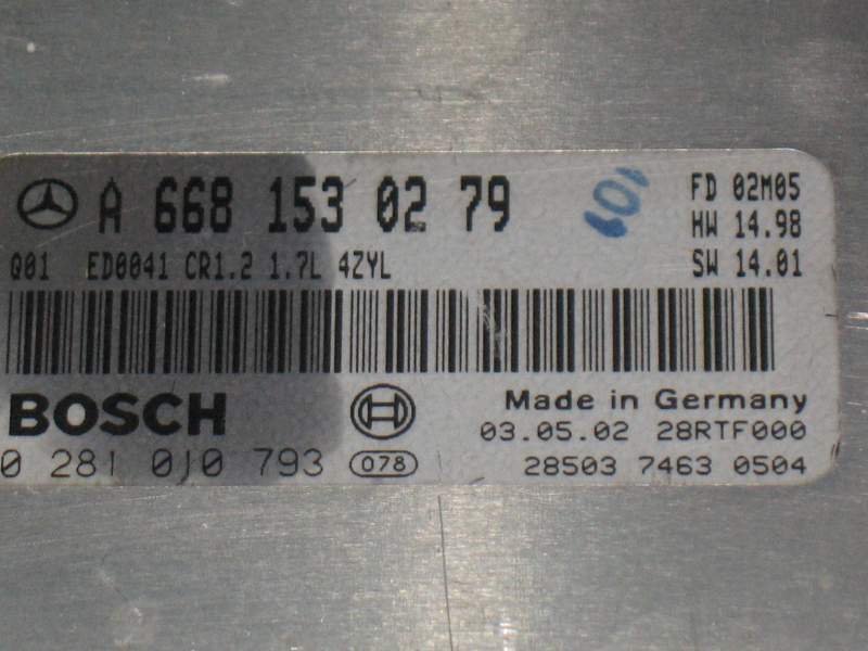 ECU MERCEDES A6681530279 0281010793 W168 170 CDI EDC 15C0-5.14