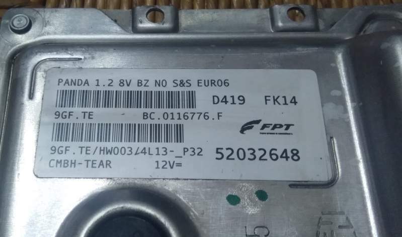 ECU FIAT PANDA 1.2 8V BZ EUR06 52032648 9GF.TE HW003 D419 FK14
