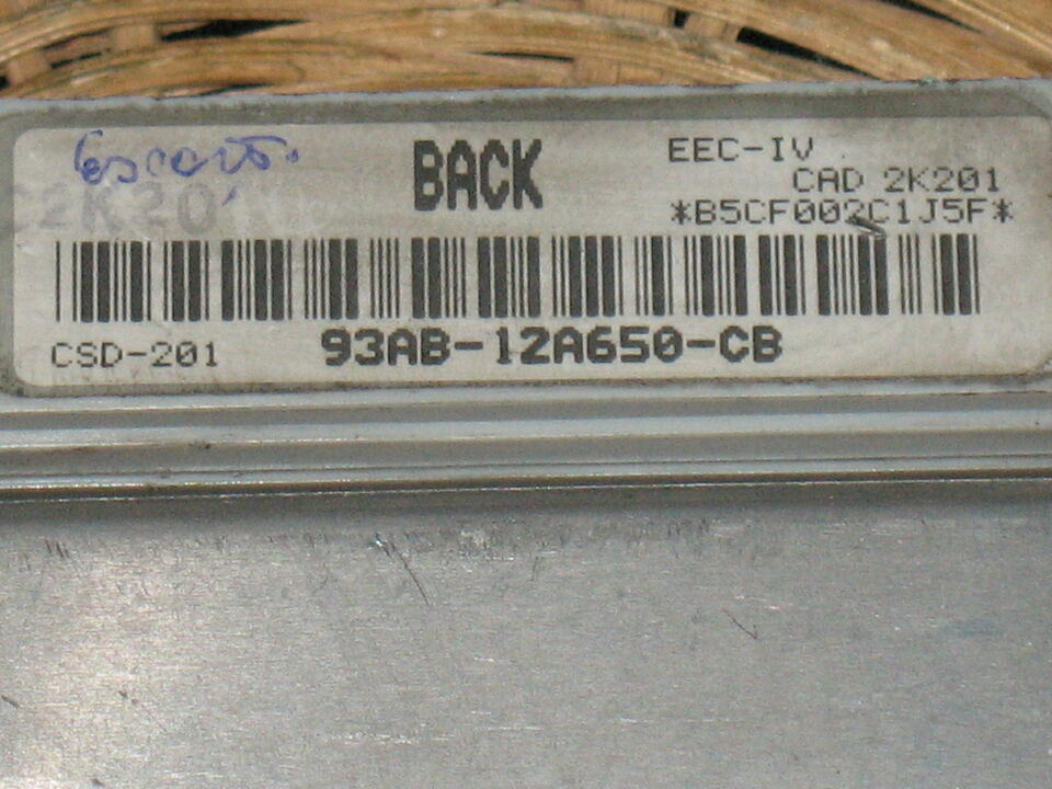 ECU FORD ESCORT 1.6 93Ab 12A650 Cb 93Ab12A650Cb BACK  CSD201