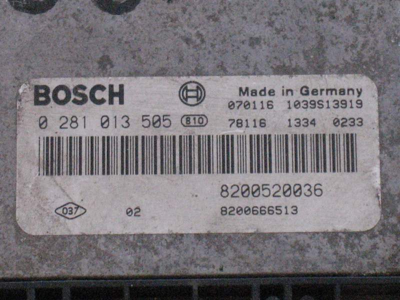 RENAULT LAGUNA 2.0 DCI 120 ECU COMPUTER 0281013505 / 8200520036 EDC 16CP33-6.1