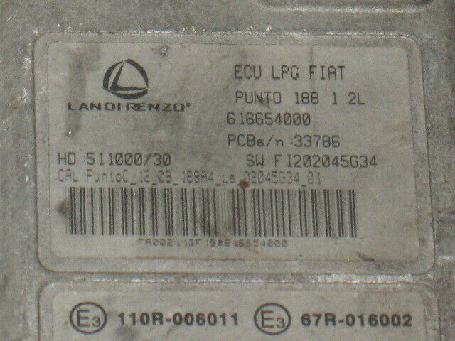 ECU LANDI RENZO FIAT 188 1.2 GPL LPG 616654000 SW:FI1202045G34