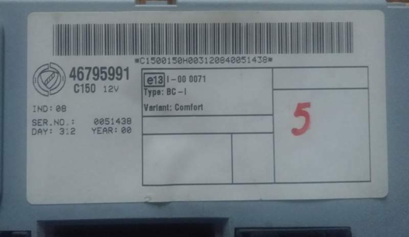 Body computer fiat punto (188) 46795991 0051438