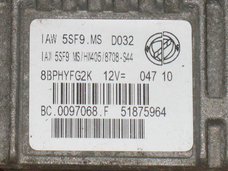 ECU FIAT 500 1.2 IAW 5SF9.MS HW405 51875964 51903153 51847340