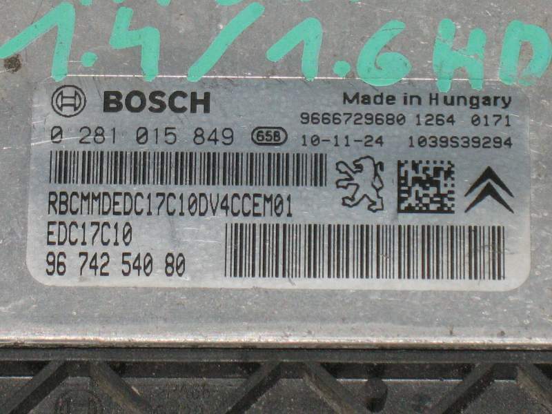 ECU CITROEN PEUGEOT 1.4 HDI EDC17C10 3.10 0281015849 9674254080