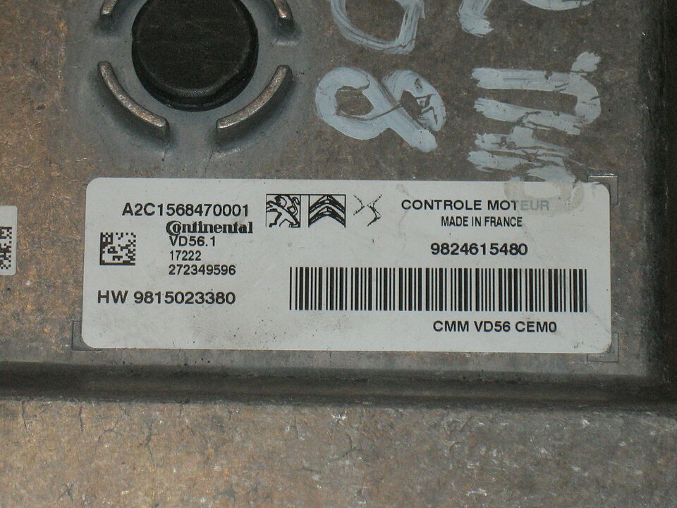 PEUGEOT 2008 ECU A2C156847001 VD56.1 9824615480 hw9815023380