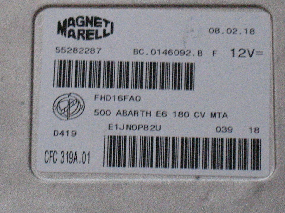 ECU cambio FIAT 500 ABARTH 55282287 FHD16FA0 CFC 319A.01
