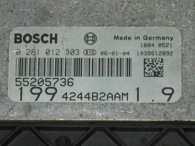 FIAT GRANDE PUNTO 1.3 JTD BOSCH 0281012303 55205736 EDC16C39-5.W1